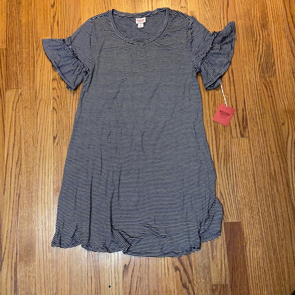 Target Striped Ruffle Sleeve T-shirt Dress